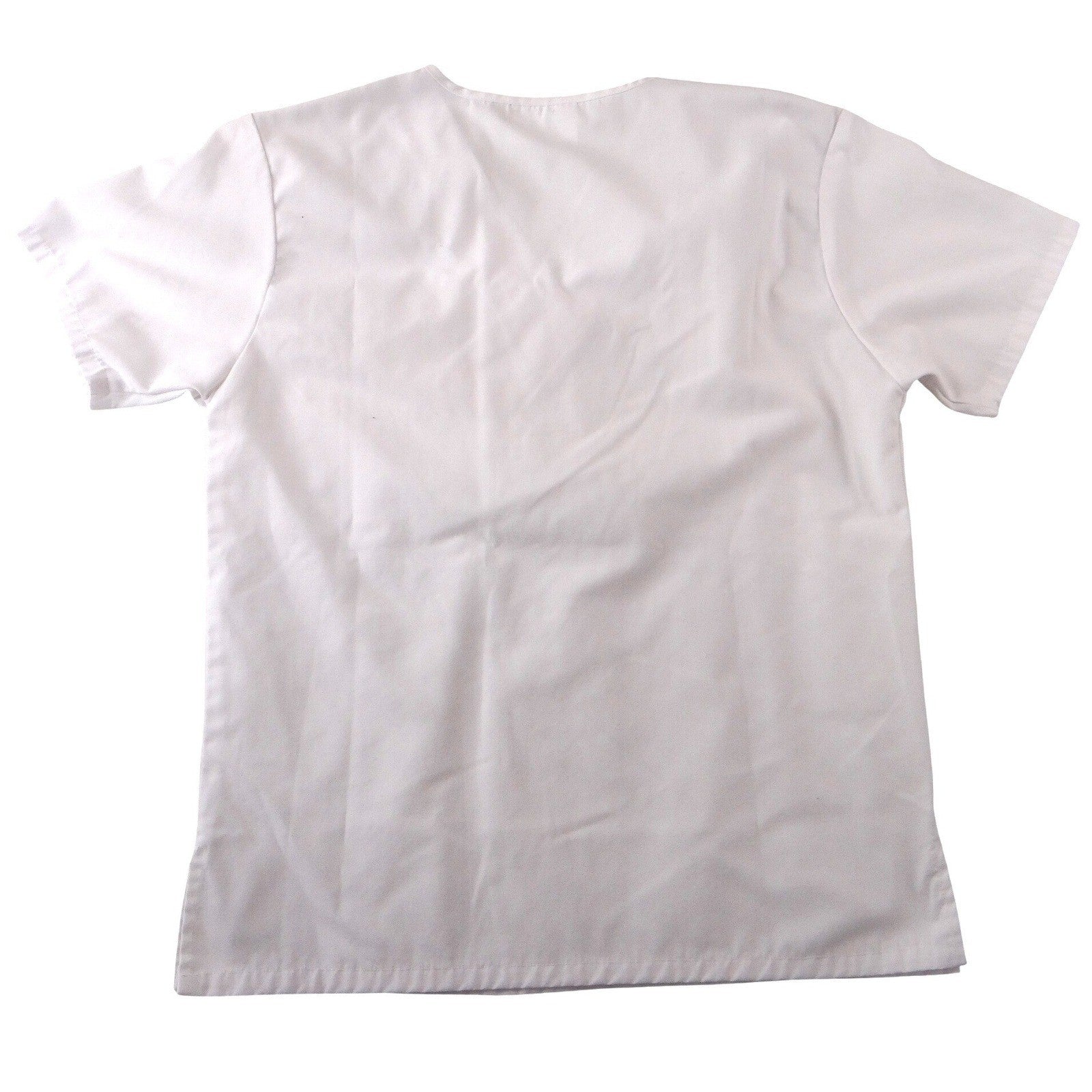 White V-Neck Medical Scrub Top Short Sleeve Chest Pocket Workwear Womens