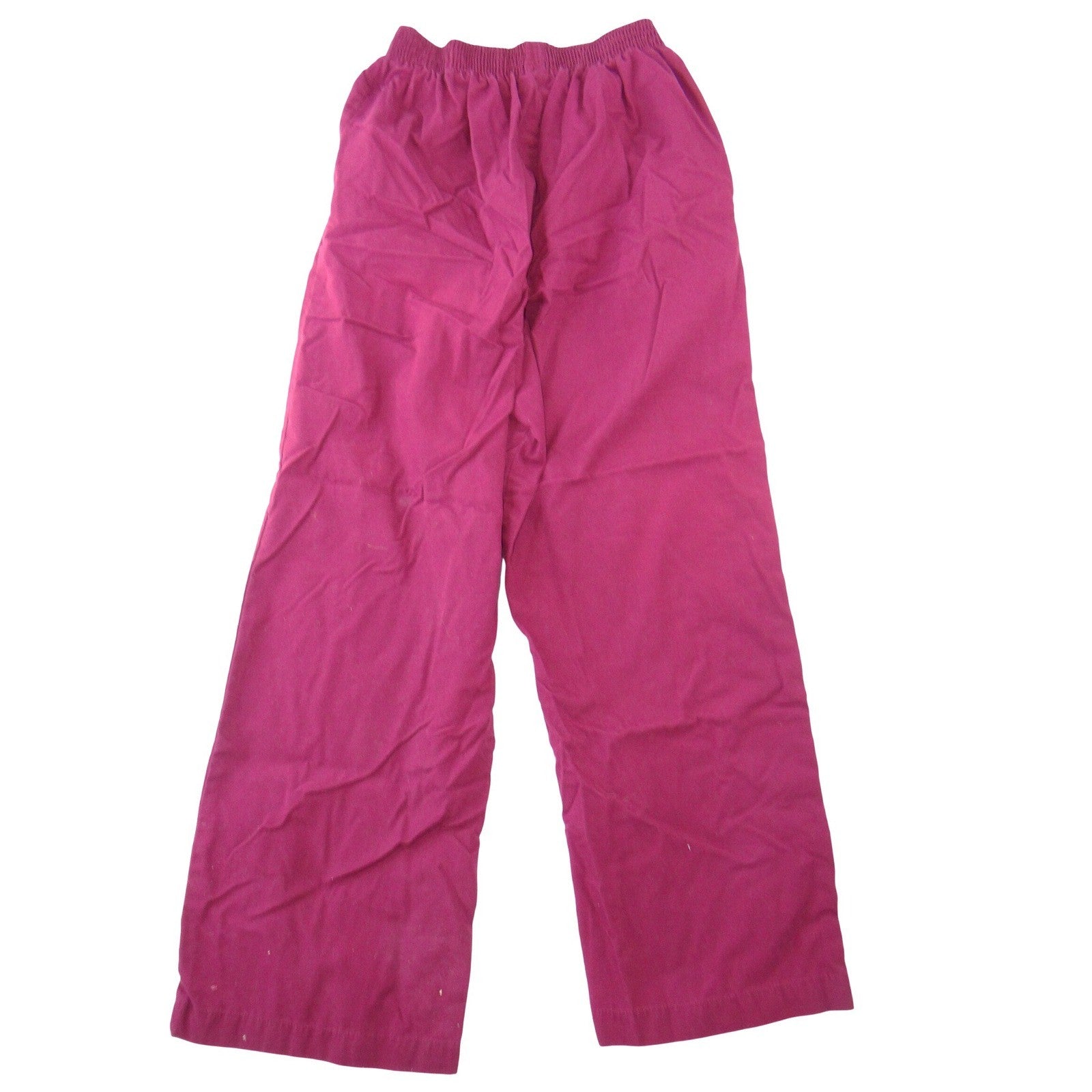 Womens Wide Leg Elastic Waist Scrub Pants Burgundy Wine Red Small