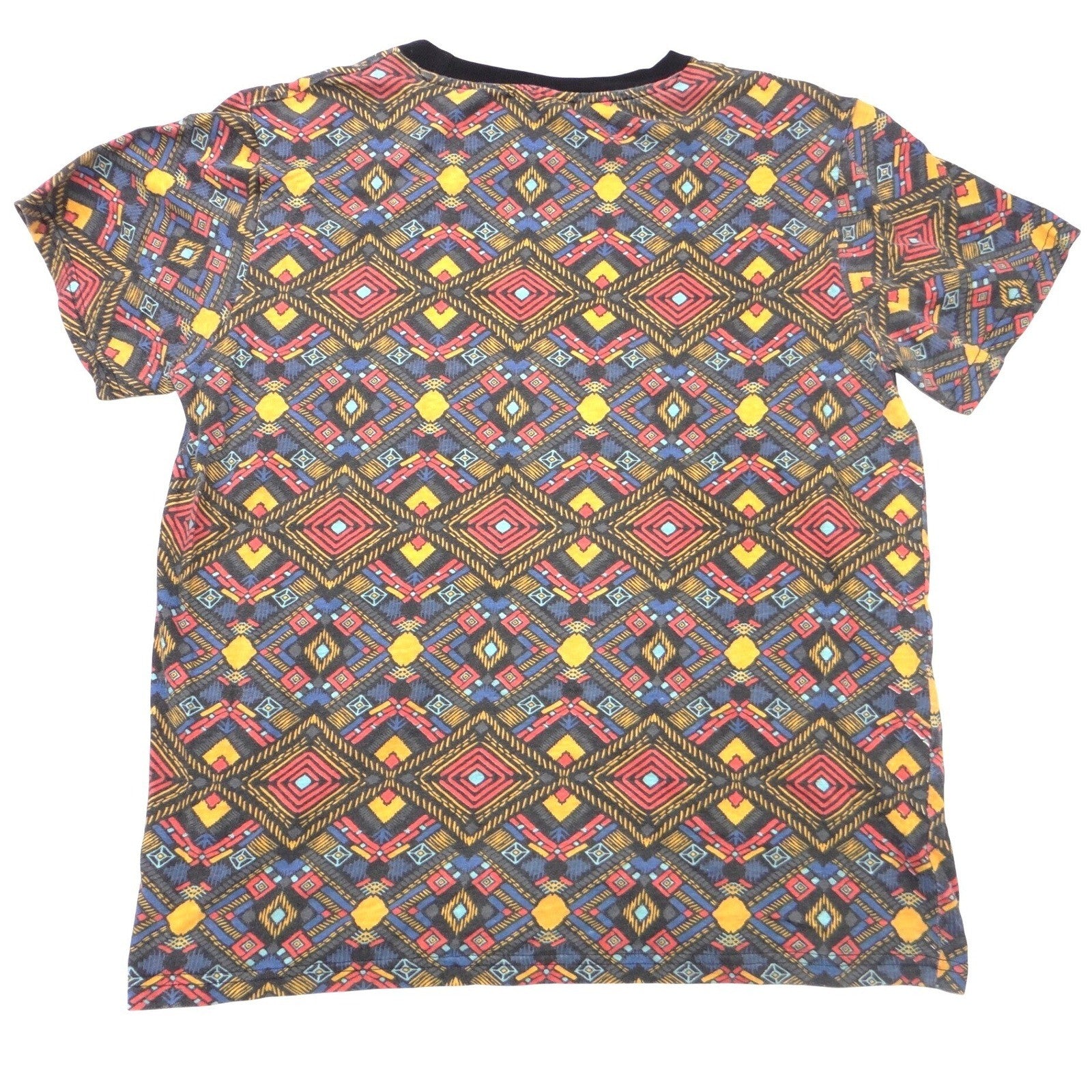 Vintage WXYZ Mens Small Geometric Tribal Print T-Shirt Short Sleeve Crewneck
