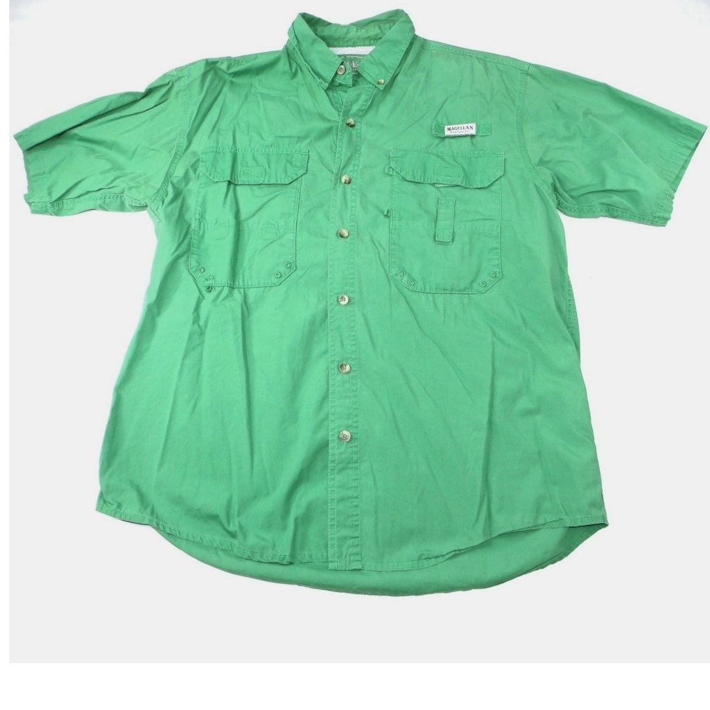 Magellan Sportswear Men's Green Short Sleeve Button Up Fishing Shirt Size L