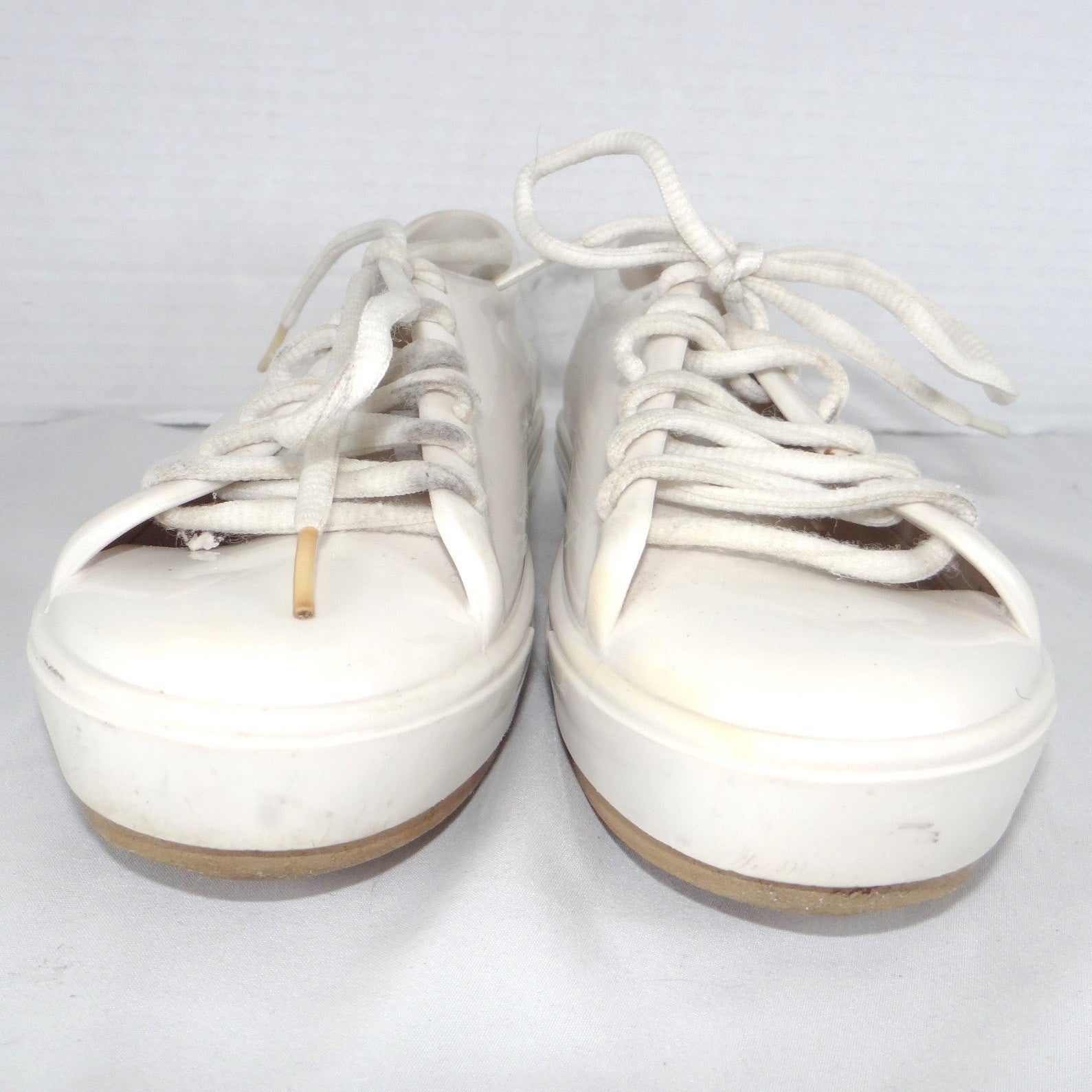 Melissa Be Women White Melflex PVC Platform Jelly Sneakers Lace Up Shoes