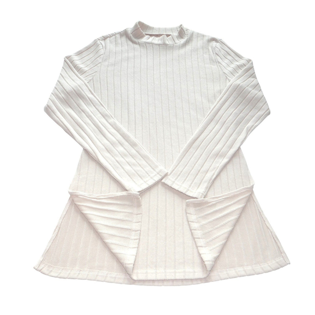 Ribbed Mock Neck Long Sleeve Top Flare Pants Set Cream Beige Knit Lounge