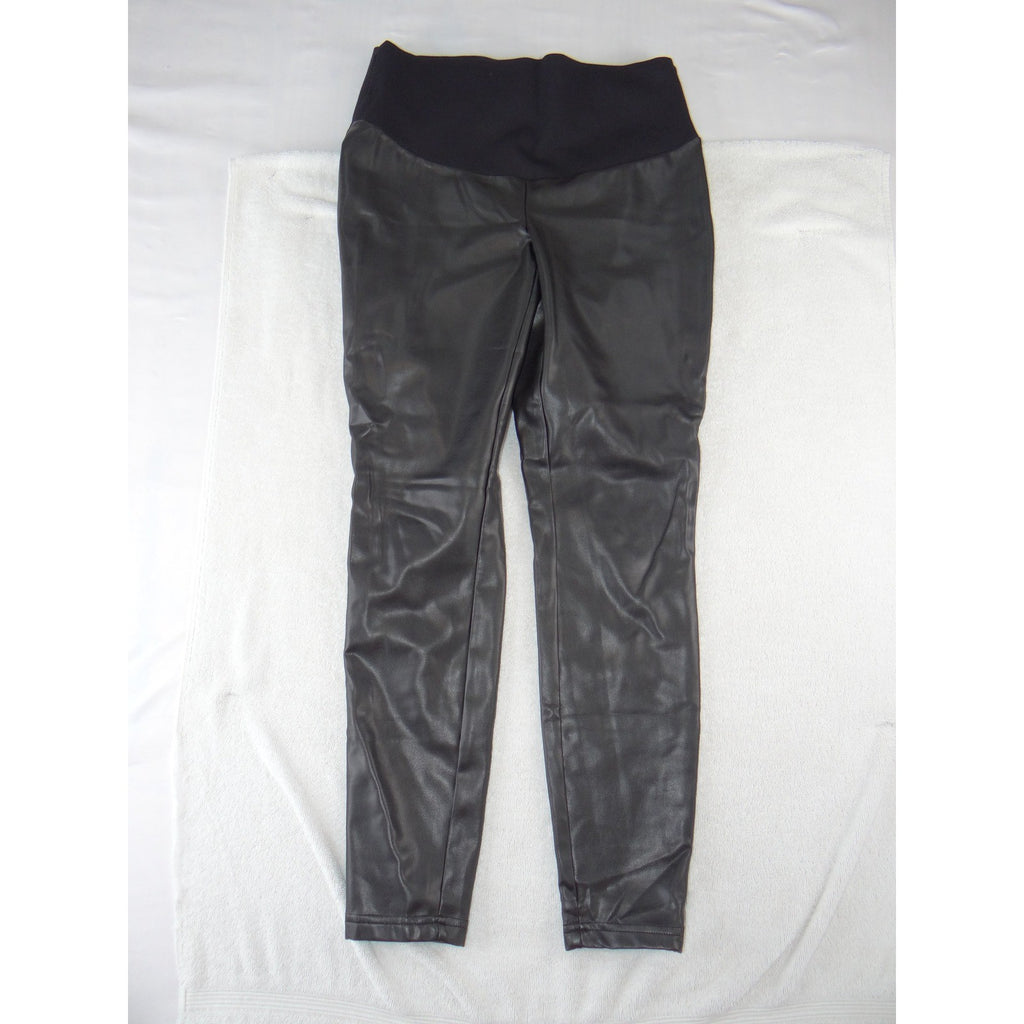 Stork & Babe Womens Maternity Faux Leather Leggings Black Skinny Size S/P 2598