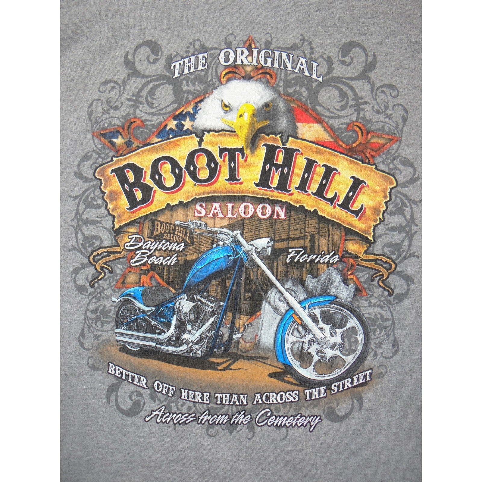 Vintage Boot Hill Saloon Daytona Beach Florida Pocket T-Shirt Mens Medium Gray