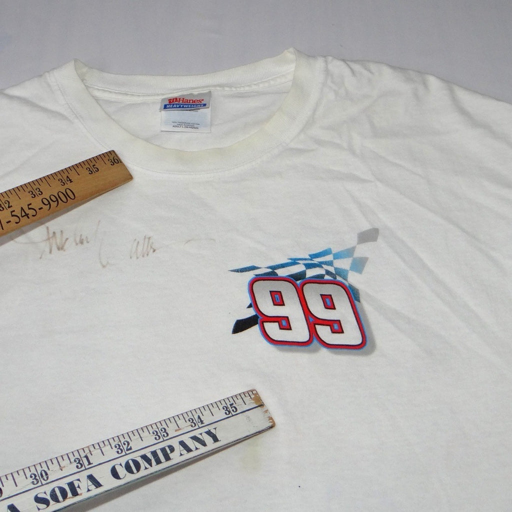 Autographed Vintage Michael Waltrip NASCAR 99 Just For Men T-Shirt White Large