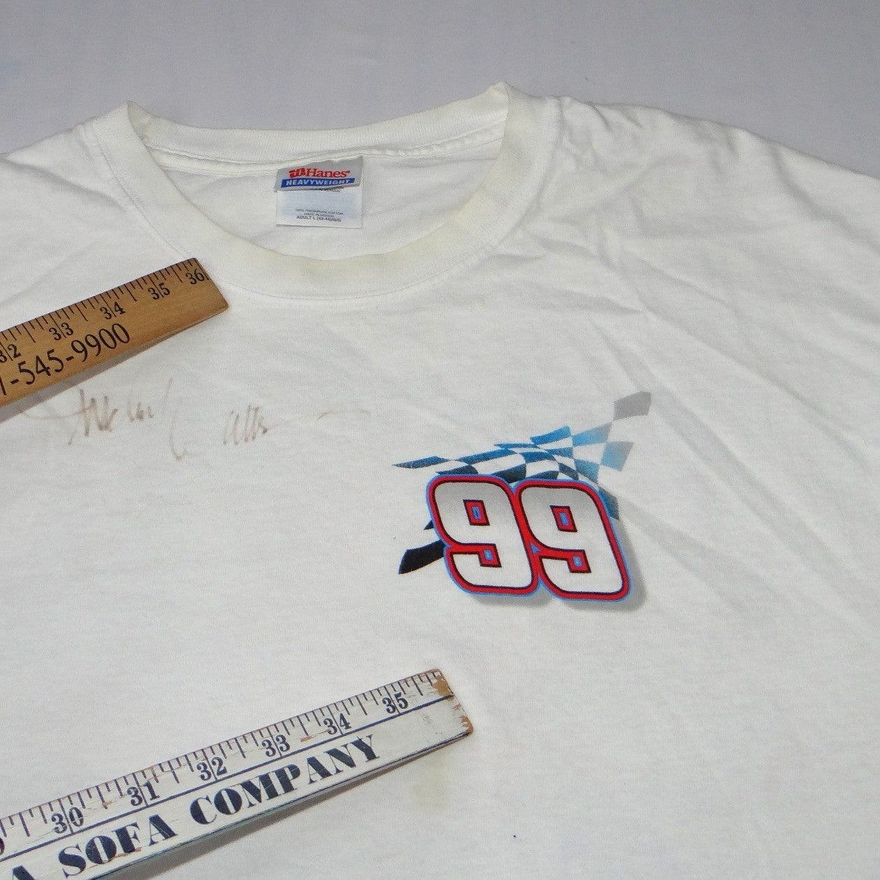 Autographed Vintage Michael Waltrip NASCAR 99 Just For Men T-Shirt White Large