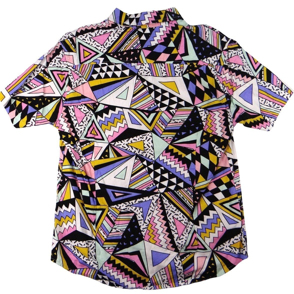 MASSIVE Men's Geometric Print Short Sleeve Button Up Shirt Small