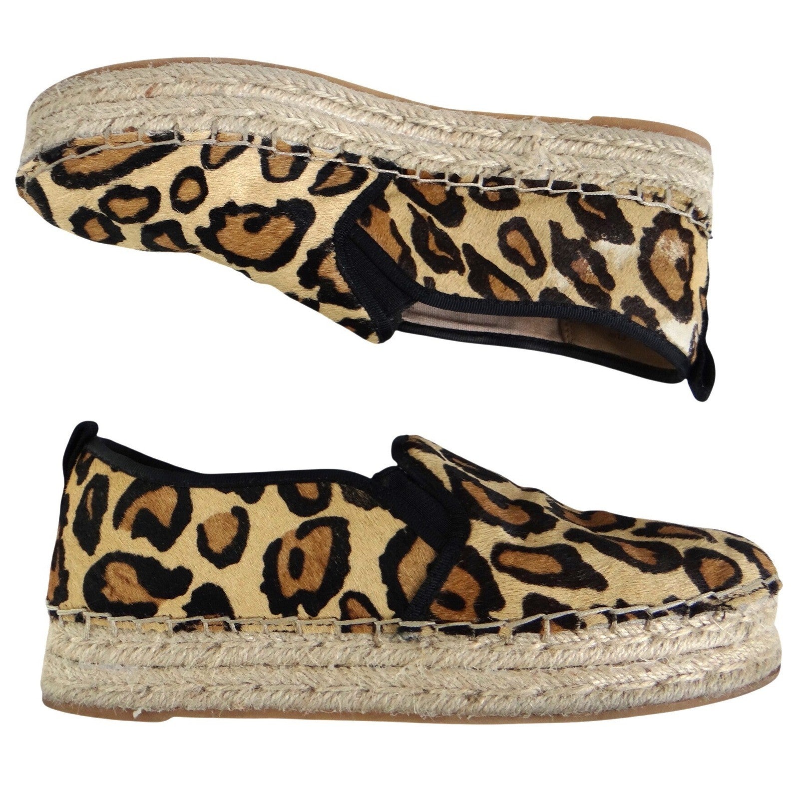 Sam Edelman Women Leopard Print Calf Hair Platform Espadrille Slip On Shoes 8
