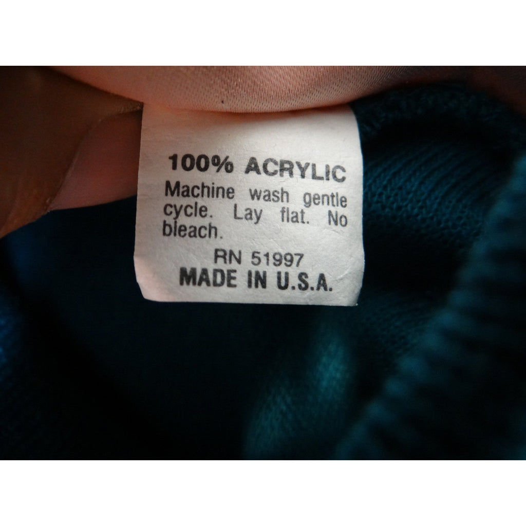 Vintage Jaclyn Smith Teal Mock Neck Sleeveless Knit Sweater Vest Top Women's L