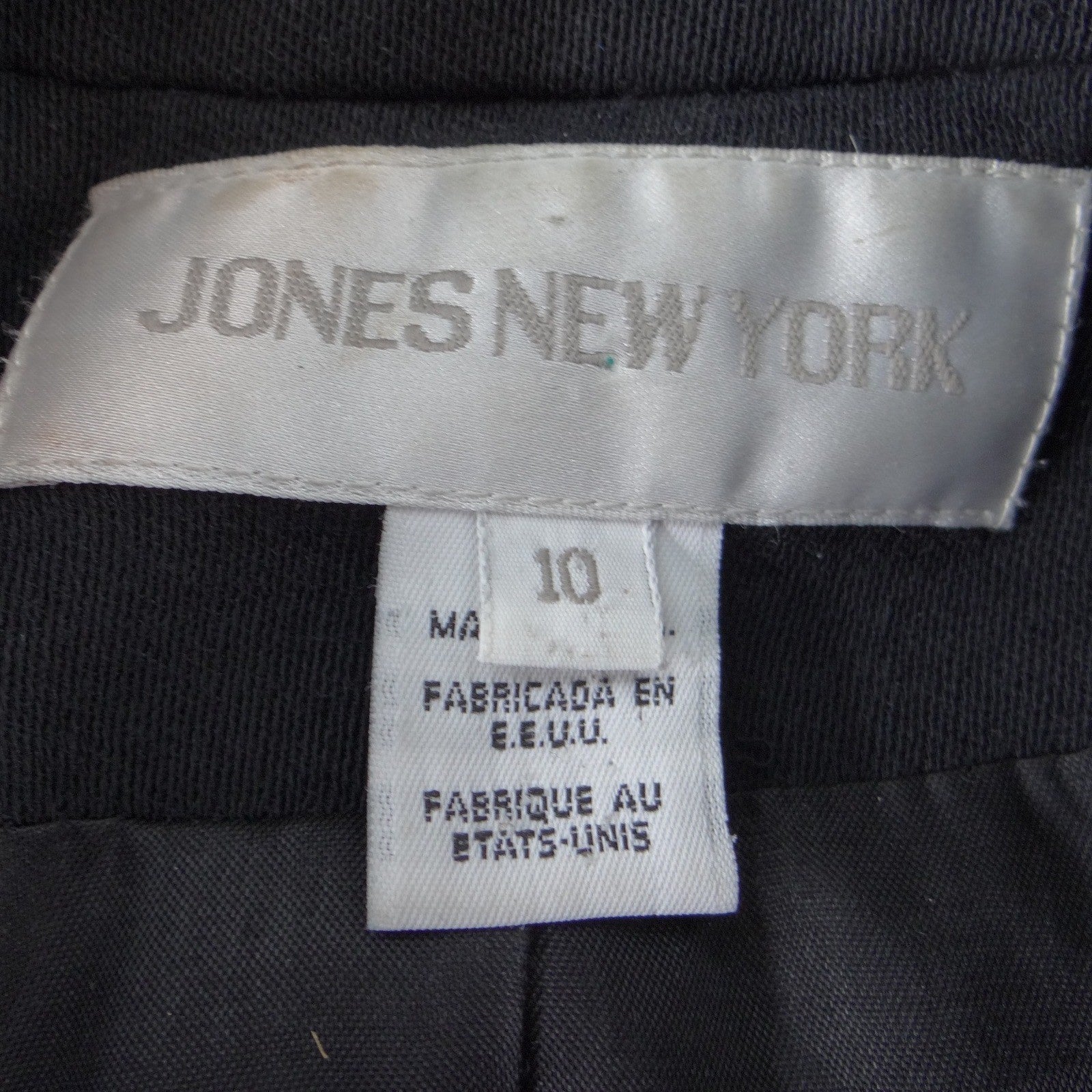 Jones New York Womens Black Button Front Tailored Blazer Jacket Size 10