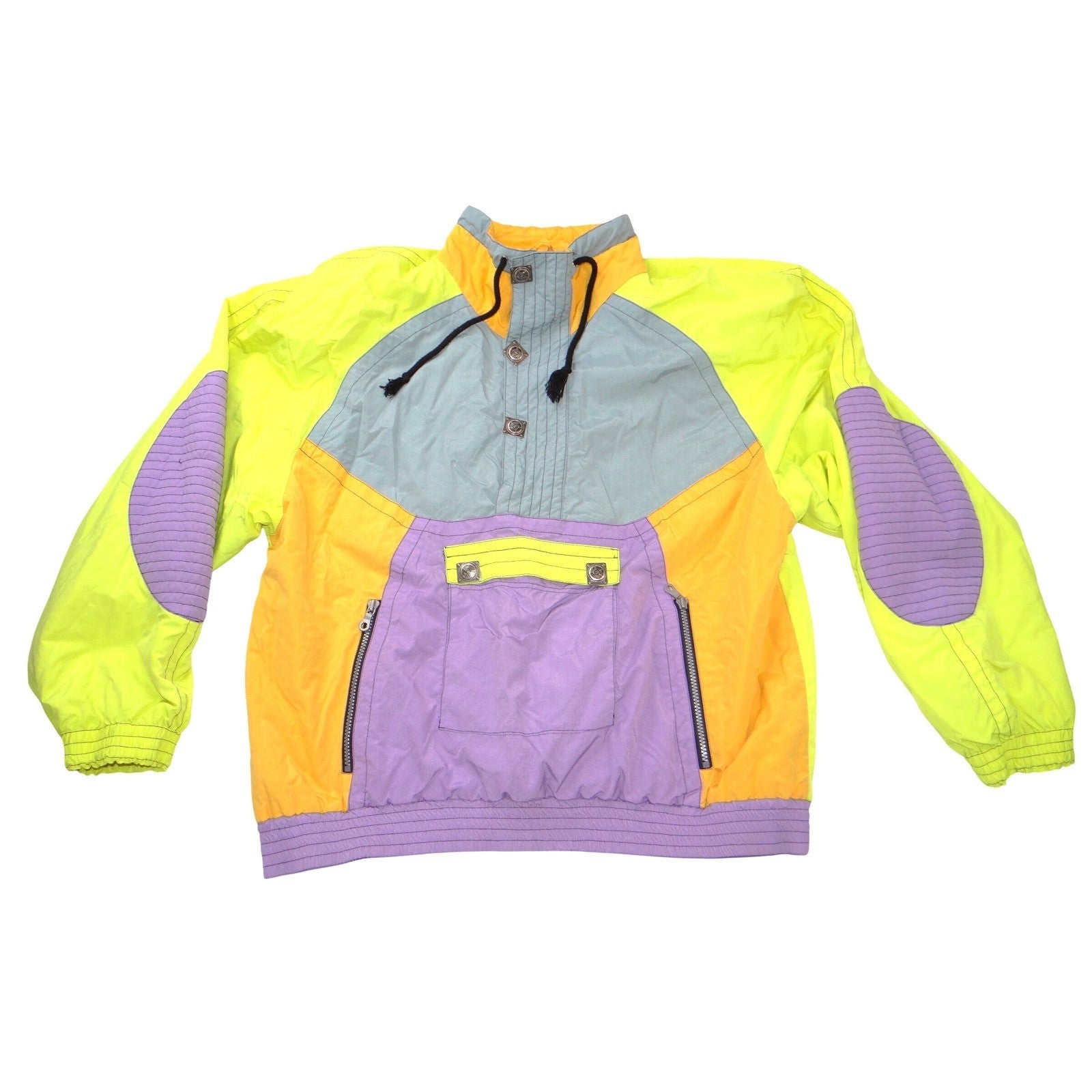 Vintage Volkl Mens Neon Colorblock Windbreaker Pullover Jacket Large 90s Retro
