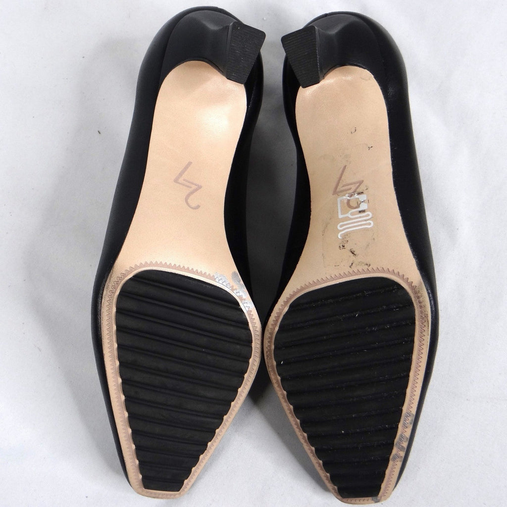 27 Edit Naturalizer Womens Black Leather Square Toe Kitten Heel Pumps Size 9.5