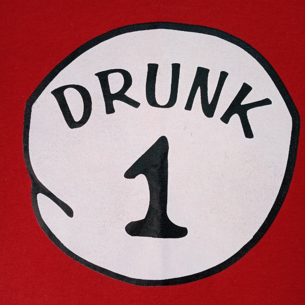 Dr Seuss Drunk 1 Red Graphic T Shirt Mens XL Heavyweight Blend