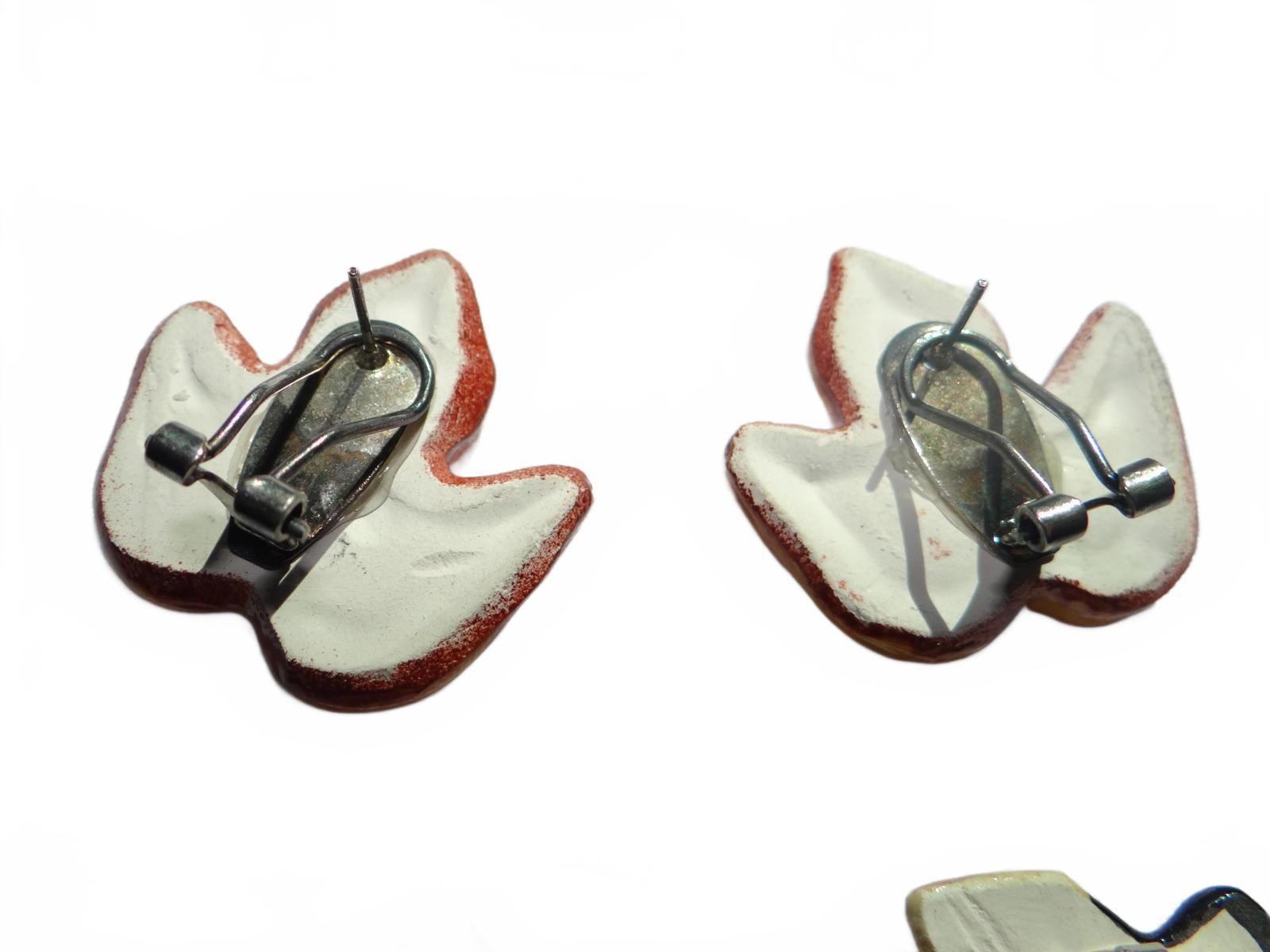 Handmade Ceramic Fall-Themed Button Covers & earrings