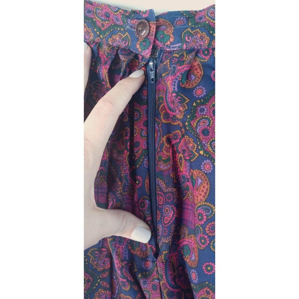 Portraits by Northern Isles Pleated Maxi Skirt Paisley Print Rayon Size 8