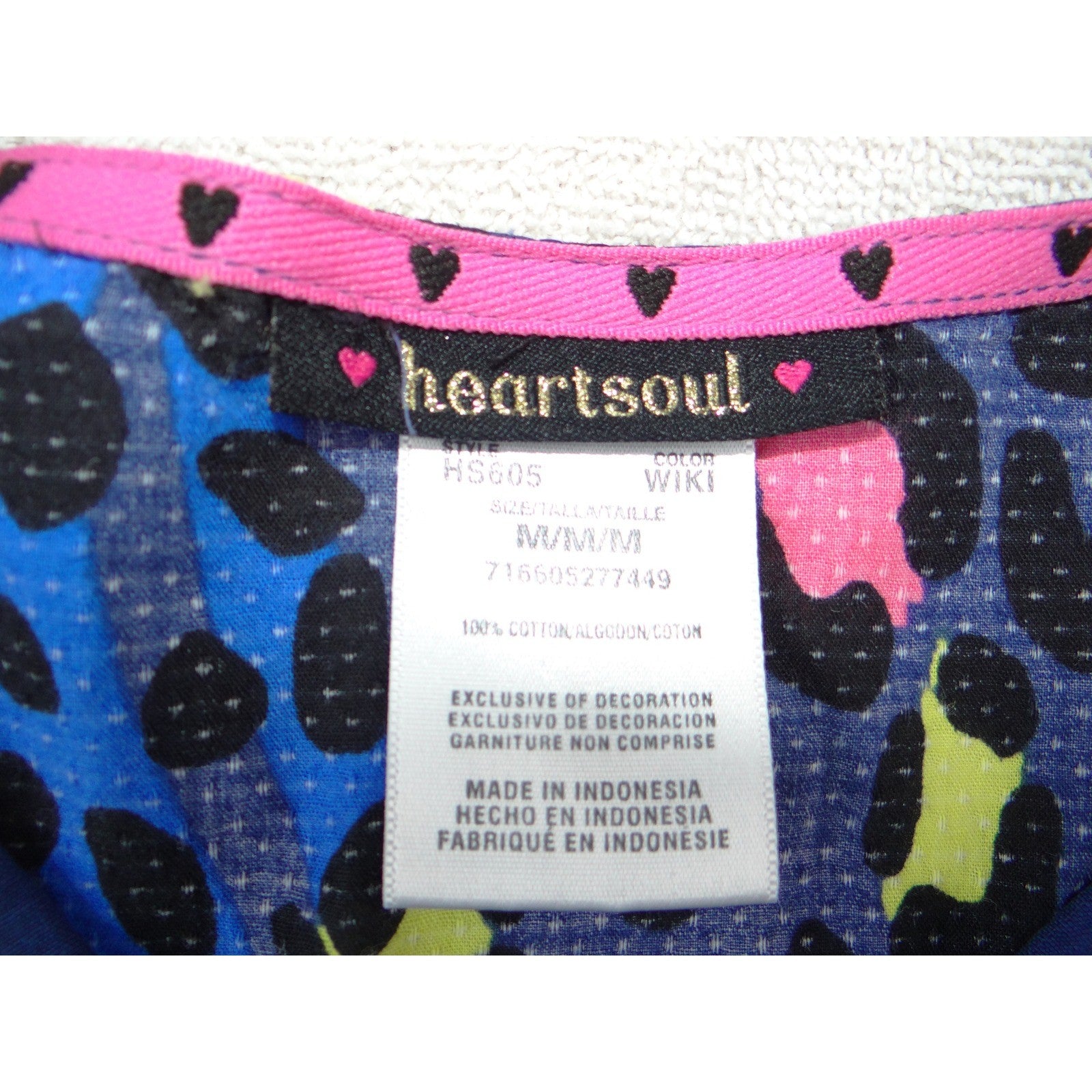 Heartsoul Wiki Neon Leopard Print Scrub Top Blue Pink Yellow Womens Medium