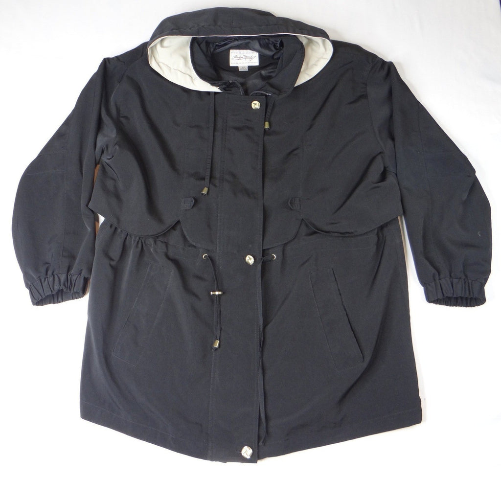 Giorgio Morandi Black Hooded Drawstring Parka Jacket Women's 1X