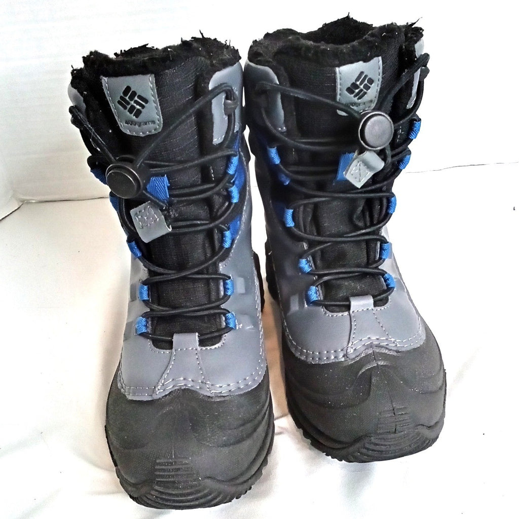 Columbia Kids Waterproof Snow Boots Grey Black Blue Omni-Heat Size 1
