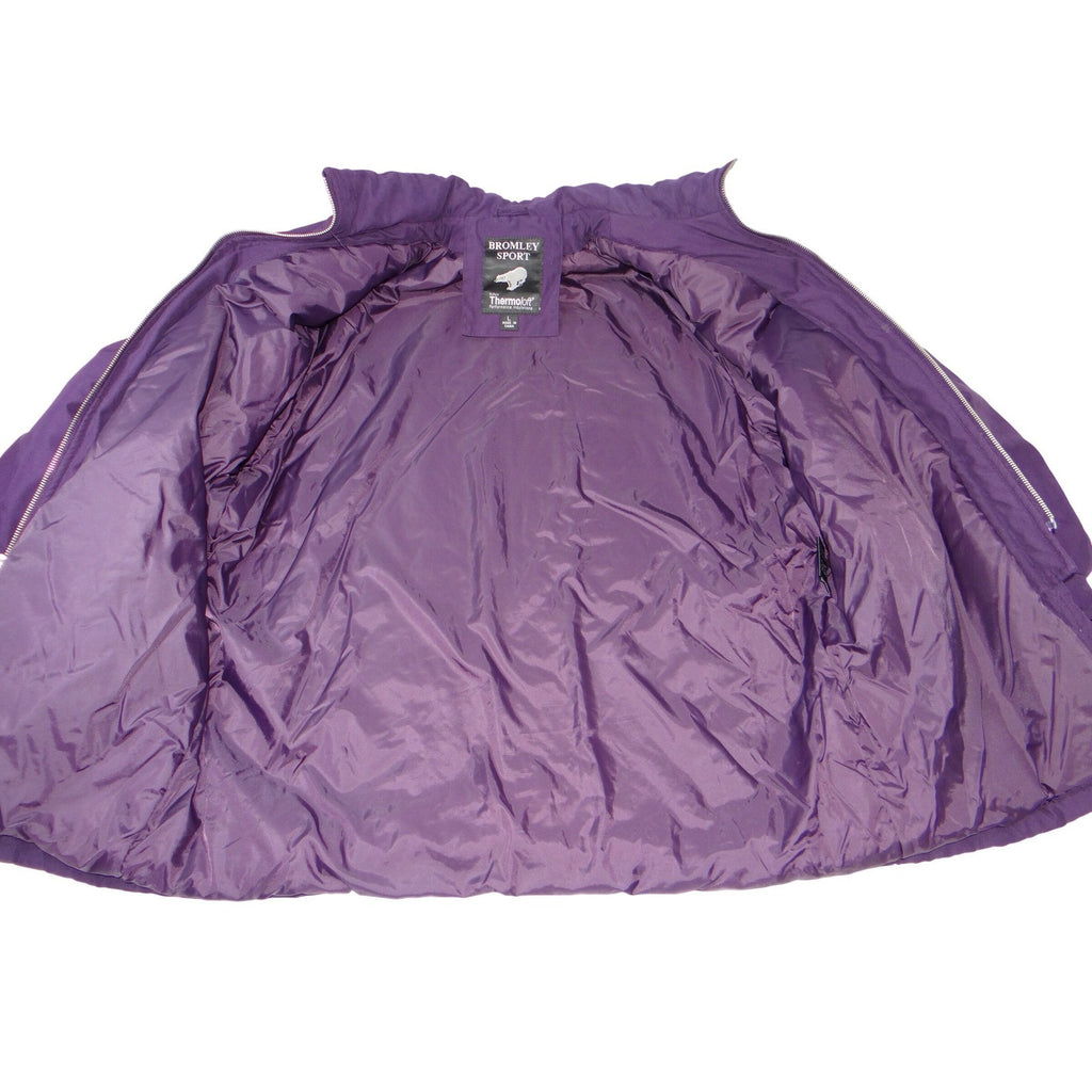 Bromley Sport Womens Purple Quilted Lined Jacket Size L Thermoloft Winter Coat