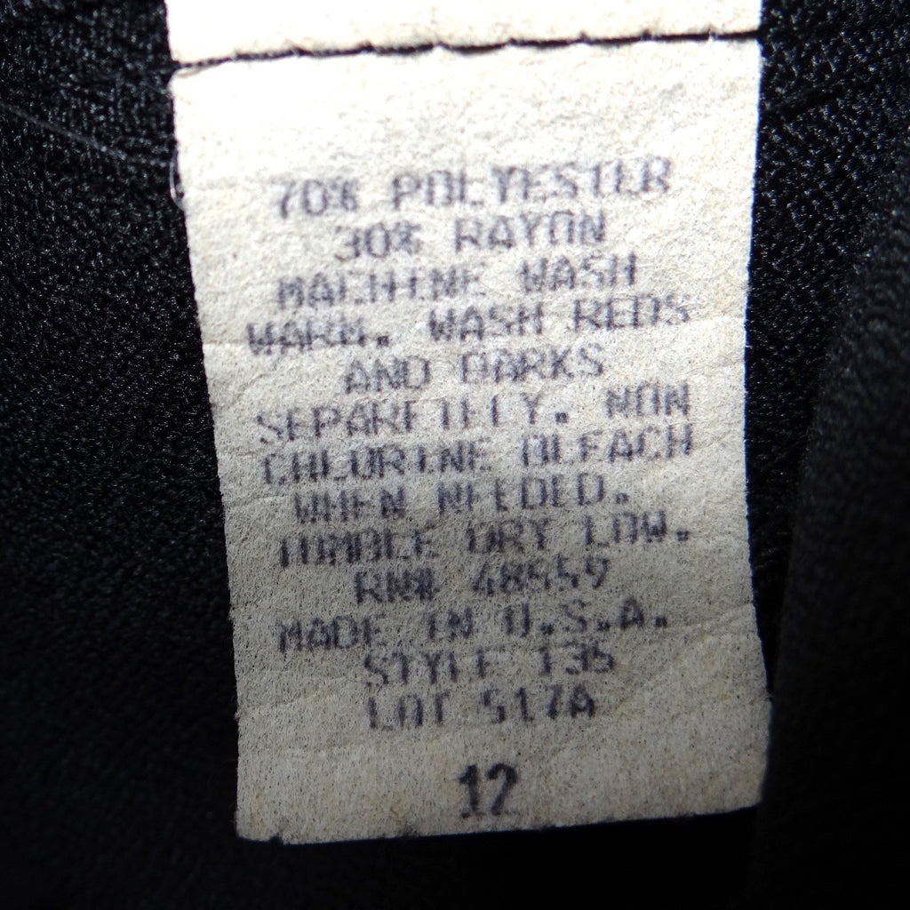 Vintage Lady Manhattan Black Midi Skirt Elastic Waist Size 12 Polyester Rayon
