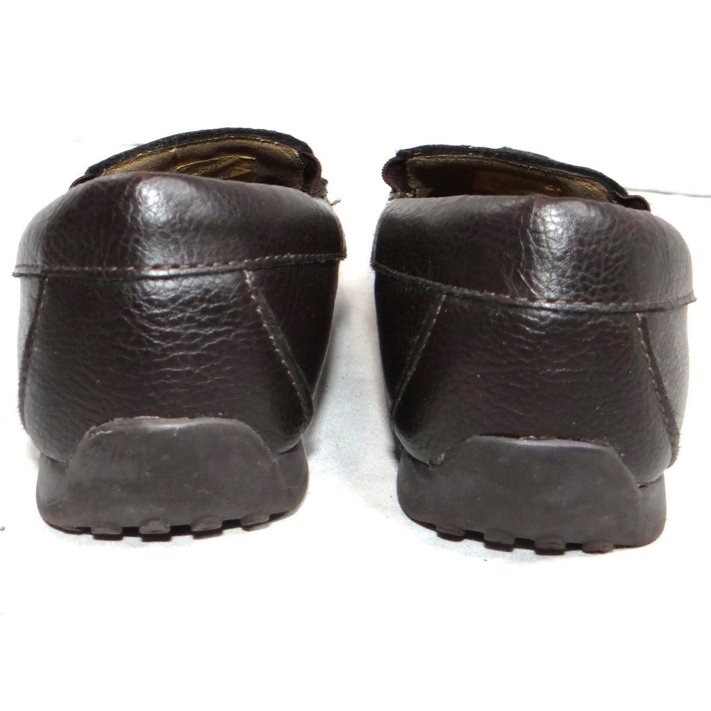 Kids Brown Faux Leather Slip On Loafer Shoes Size 13