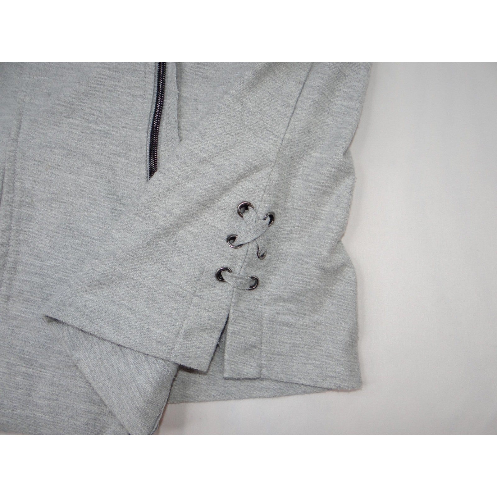 Coral Bay Energy Gray Full Zip Mock Neck Lace Up Side Jacket PS