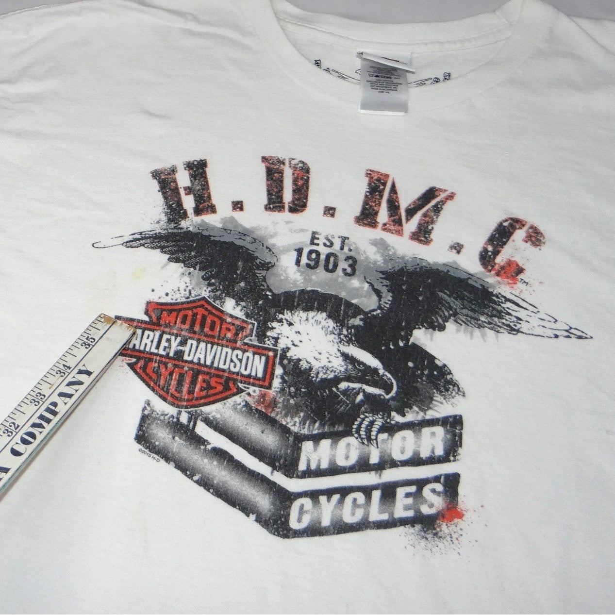 Harley-Davidson Mens White Pin-Up Lady HDMC Eagle Graphic T-Shirt 2015 Size 3XL