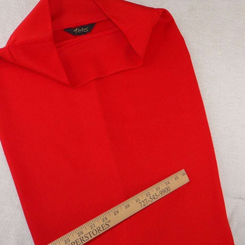 Thalia Sodi Womens Red Stretch Knit Pencil Midi Skirt Size Small High Waist Slit