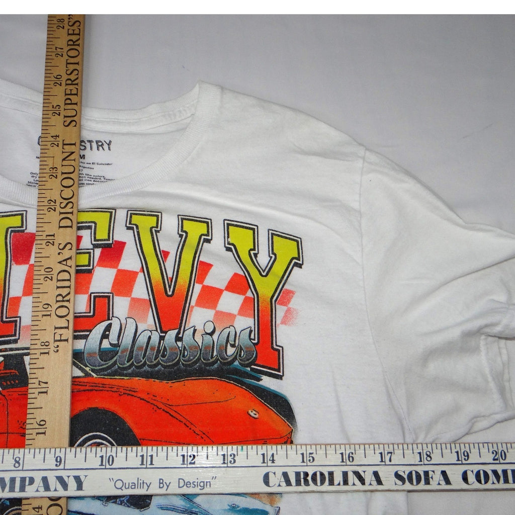 CHEMISTRY Womens White Short Sleeve Corvette Graphic T Shirt Size Medium