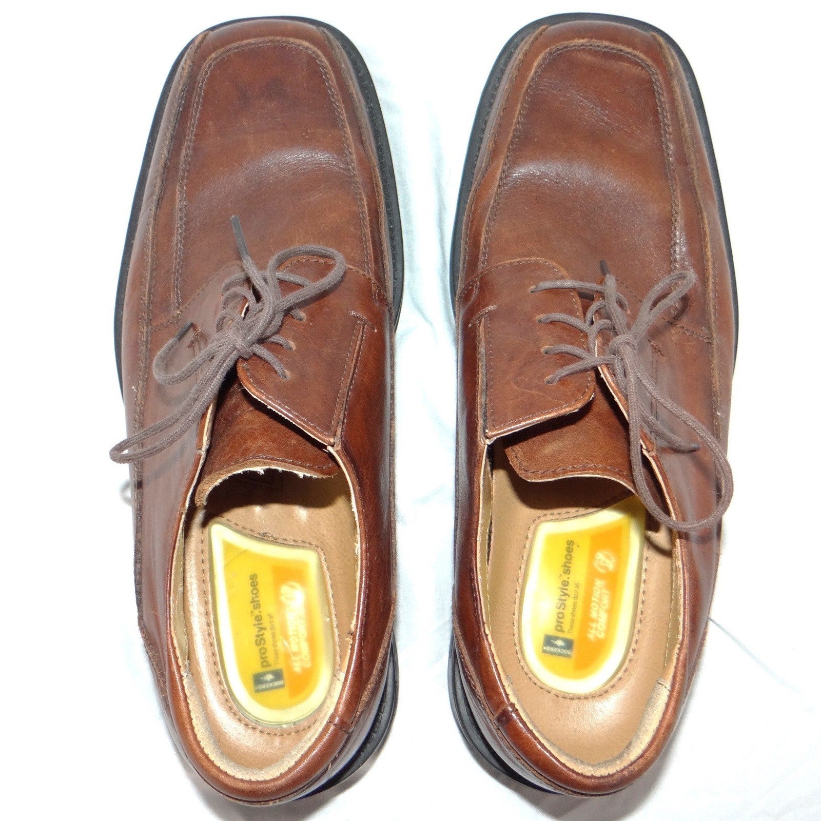 Dockers Mens Brown Leather Square Toe All Motion Comfort Oxford Shoes 9M