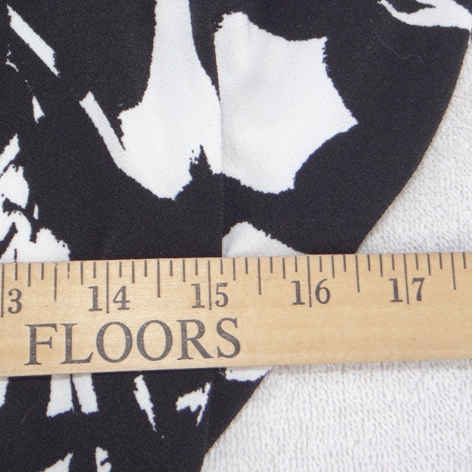 Nine West Womens Black White Floral Faux Wrap Dress V-Neck Short Sleeve Small