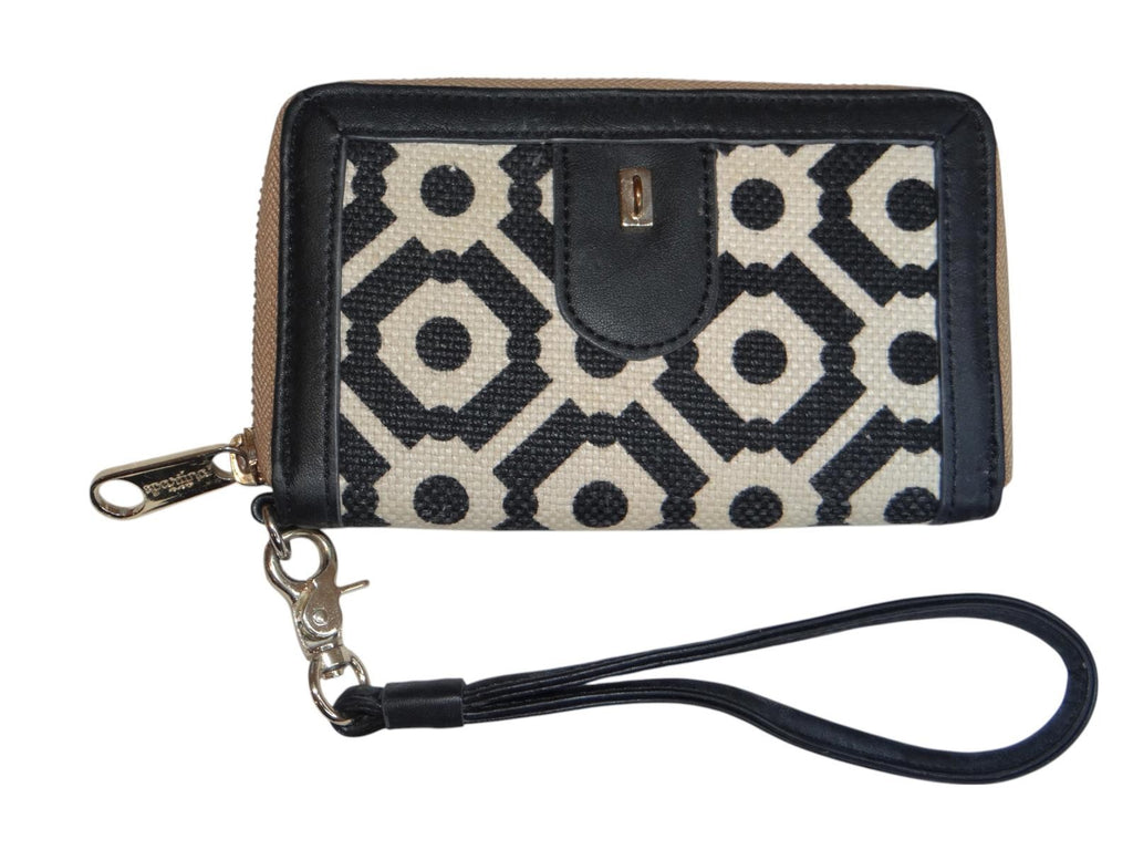 Sparrow Design Wristlet Wallet - Stylish Black and Cream Purse