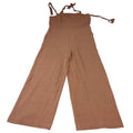 NWT-Universal Thread Women Brown Wide Leg Jumpsuit Smocked Tie Neck Size M