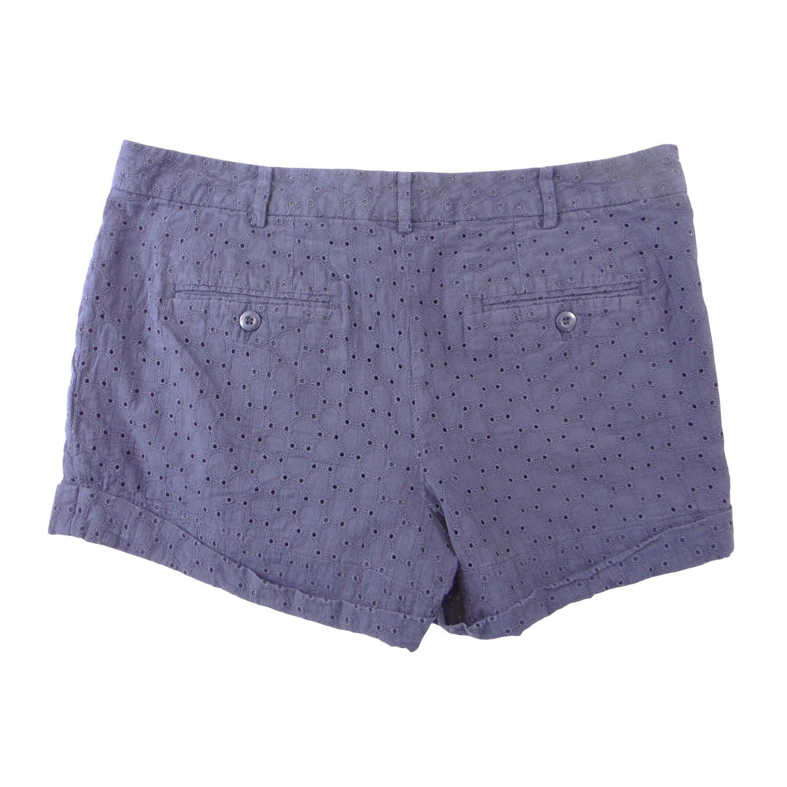 DKNY Womens Navy Blue Eyelet Embroidered Chino Shorts Size 10
