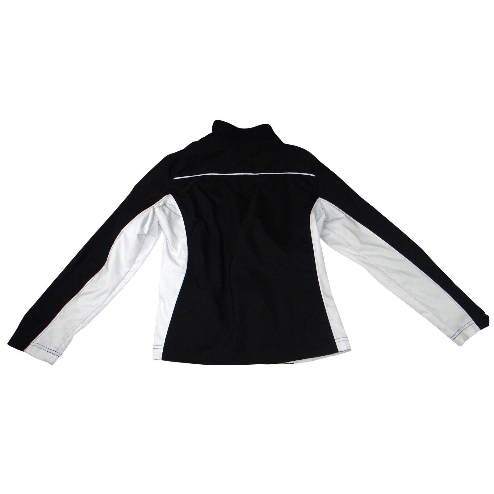 Womens Black White Colorblock Full Zip Track Jacket Size Large Athletic