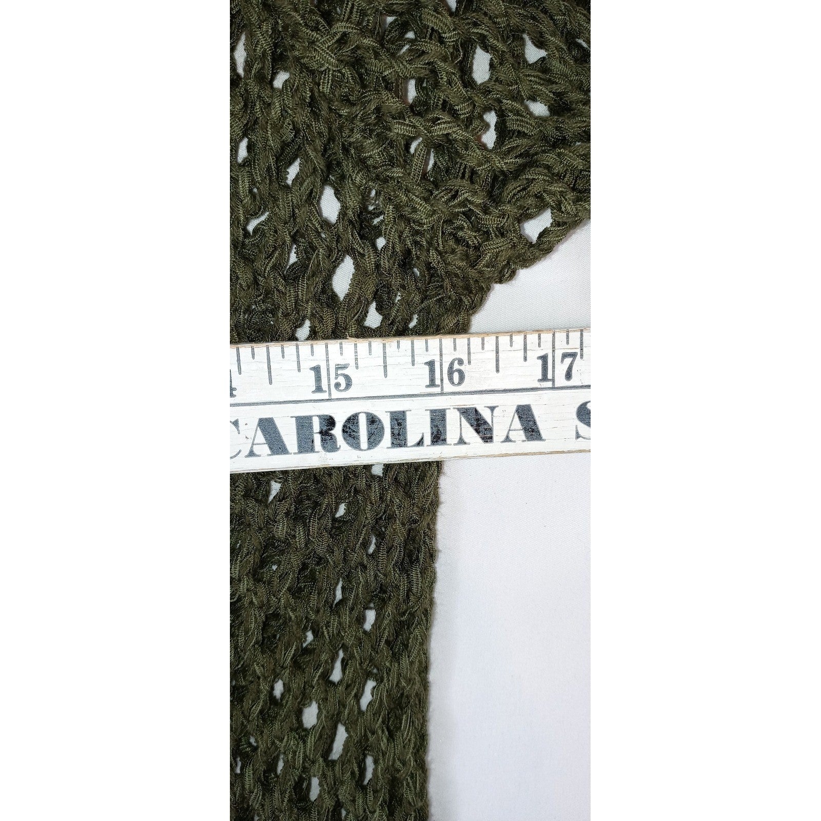 Chic Open Knit Zip Front Cardigan Olive Green Womens Lightweight Layering