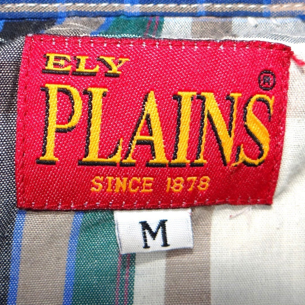 ELY PLAINS Mens Plaid Western Shirt Short Sleeve Pearl Snap Size M