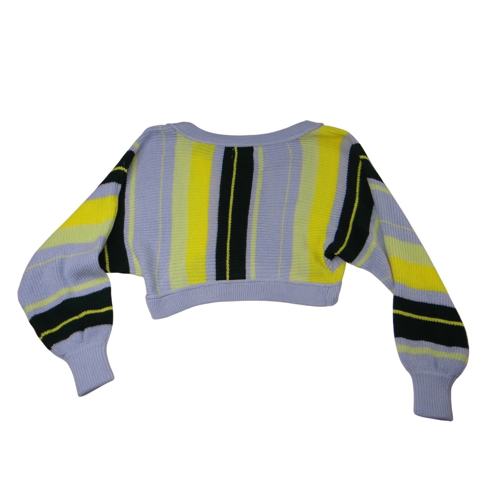 Urban Outfitters Striped Cropped Sweater Pullover Light Blue Yellow Black M