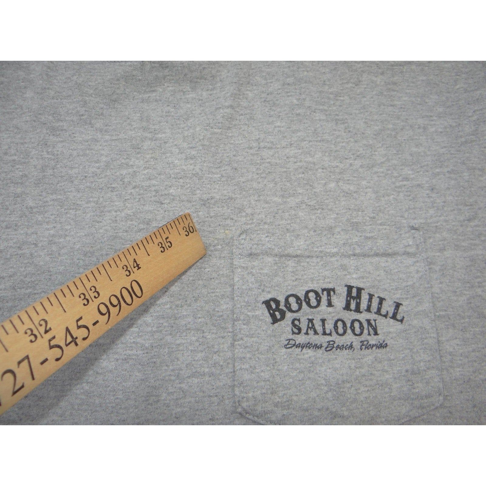 Vintage Boot Hill Saloon Daytona Beach Florida Pocket T-Shirt Mens Medium Gray