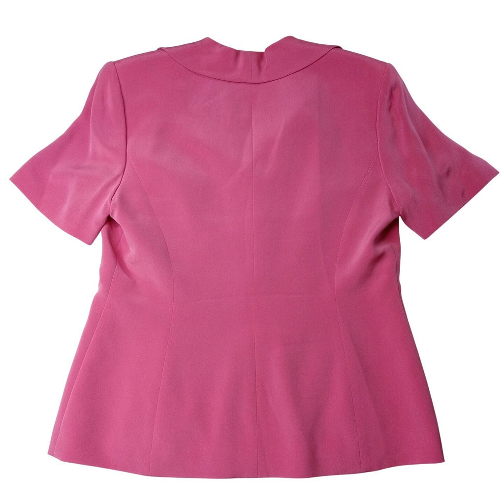 VTG Preston & York Silk Pink Blazer Skirt Suit Womens 12 Short Sleeve Tailored
