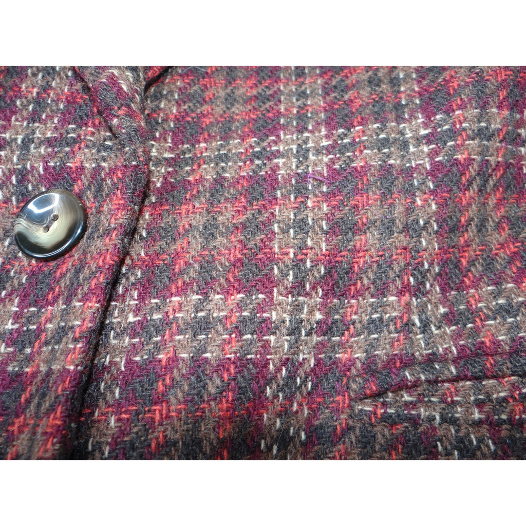 Vintage Joan Leslie Women's Plaid Blazer Jacket Sz14 Red Brown Gold Tweed Lined