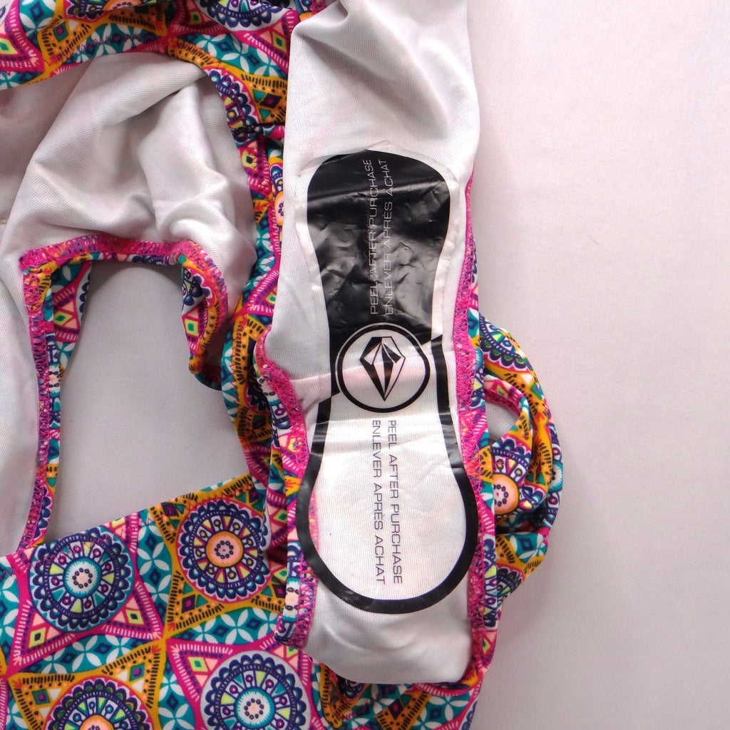 NWT-Volcom Womens Geometric Mandala Print Cut Out Monokini Swimsuit AST M