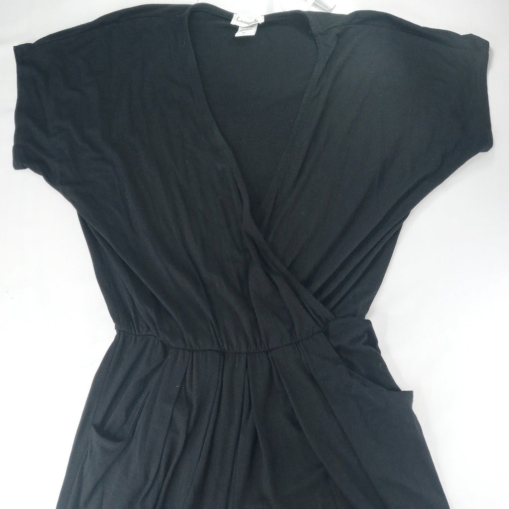 Loveappella Black Wrap Style Jersey Knit Jumpsuit Women's