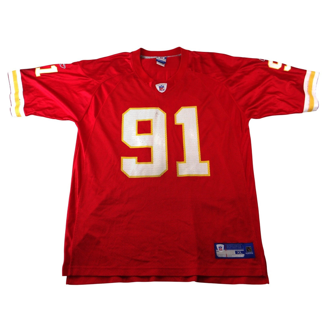 Reebok Kansas City Chiefs Leslie O'Neal 91 NFL Jersey Mens XL Red Mesh Football