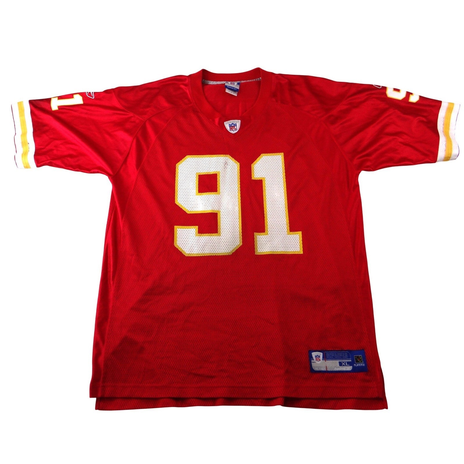 Reebok Kansas City Chiefs Leslie O'Neal 91 NFL Jersey Mens XL Red Mesh Football