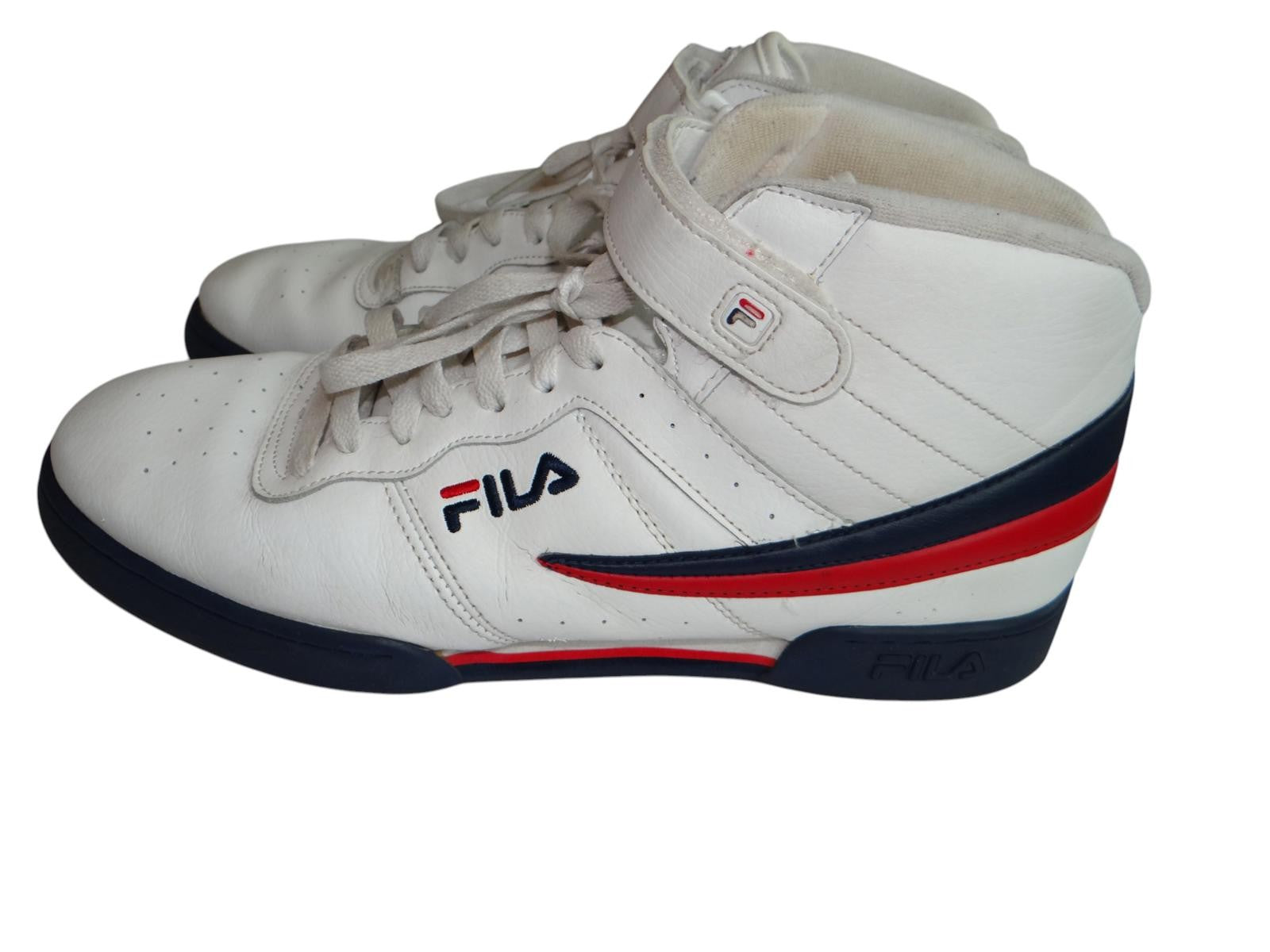 Fila Men's White High-Top Sneakers with Red and Navy Accents