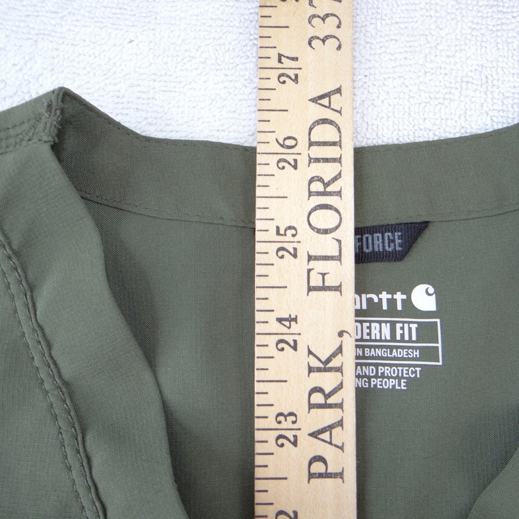 Carhartt Force Modern Fit Women Scrub Top Olive Green V-Neck Pocket Medium