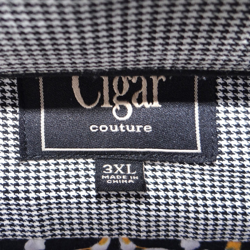Cigar Couture Mens 3XL Button Down Shirt Black Multi Color Skull Floral Print