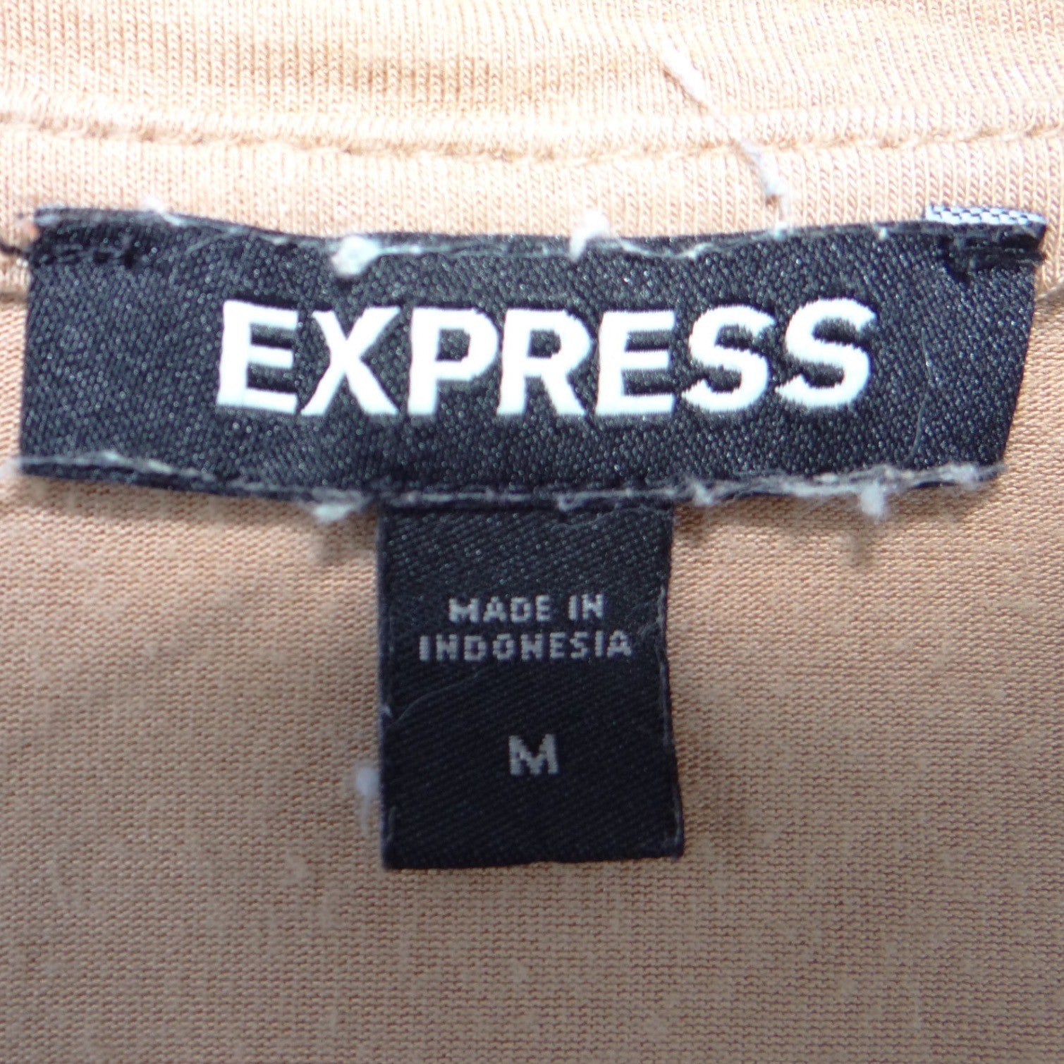 Express Womens Tan V-Neck Short Sleeve Relaxed Fit High-Low Hem Tee Size M