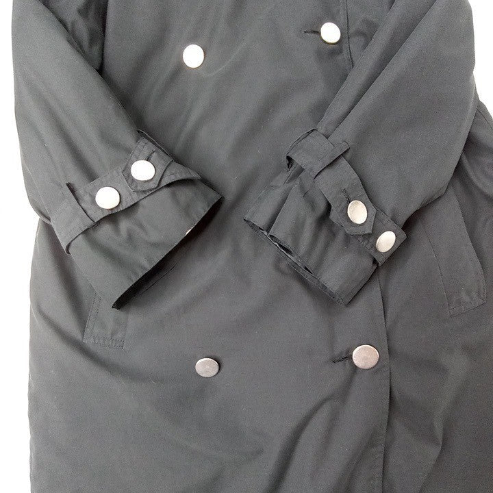 Classic Double Breasted Trench Coat Black Long Sleeve Belted Collar